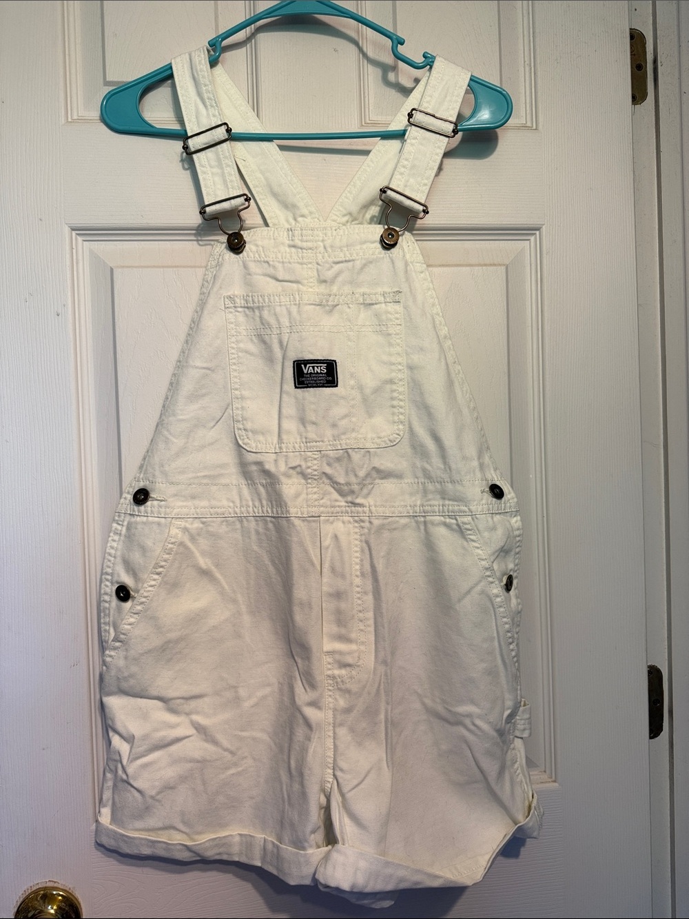 Vans White Denim Short Overalls